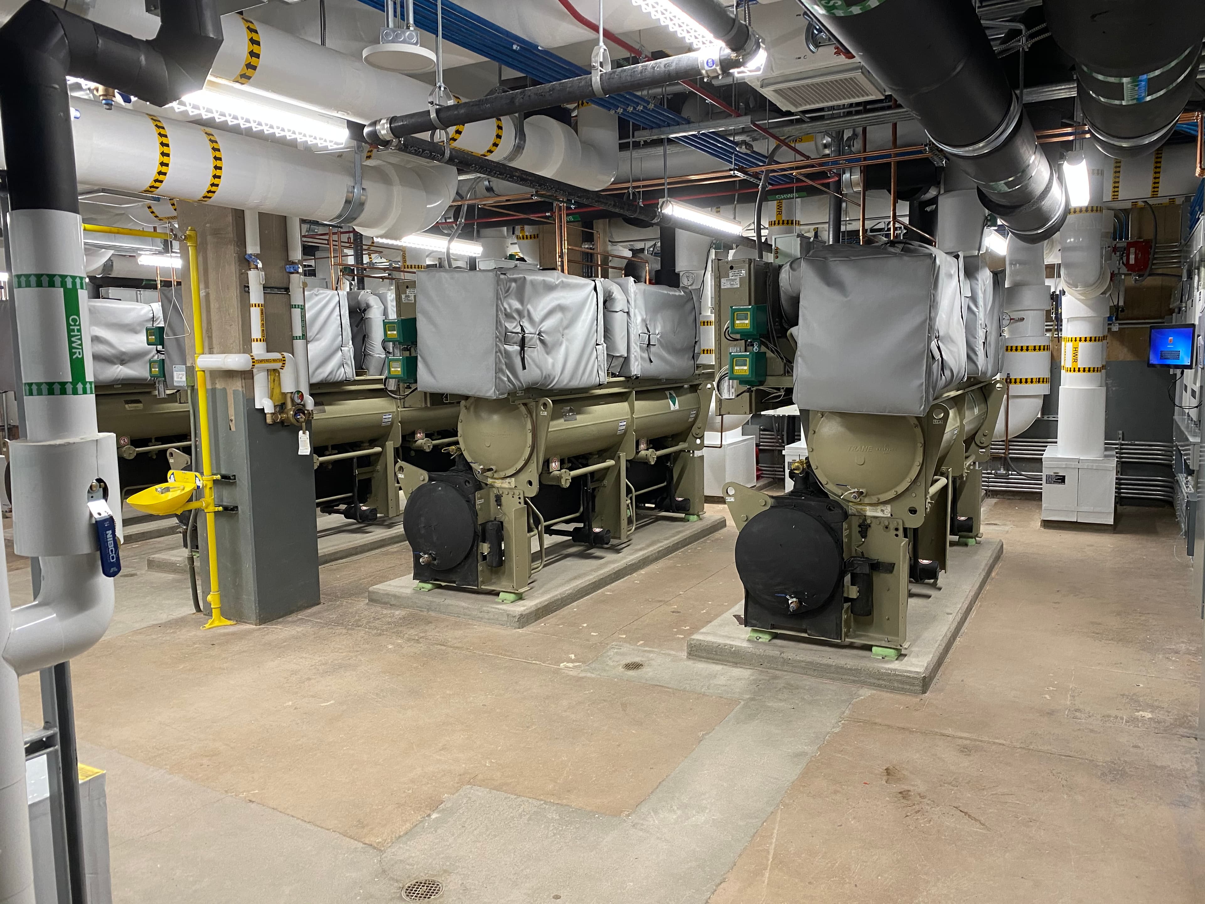 Chillers in mechanical room